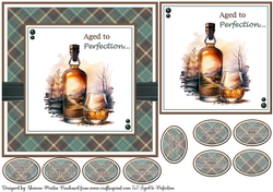 7x7 Aged to Perfection Card Front, Topper & Sentiments