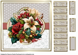 8x8 Christmas Floral 17 Card Front with Sentiments