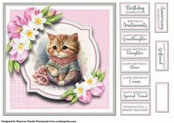 8x8 Cute Kitty 2 Card Front with Sentiments
