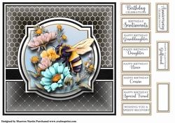 8x8 Beautiful Bees 3 Card Front with Sentiments 