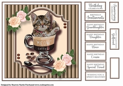 8x8 Meow Coffee Card Front with Sentiments