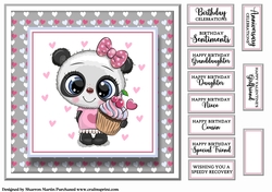 8x8 Kitty Cupcake Birthday Card Front with Sentiments 