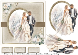 6x6 Wedding Champagne Card Front, Toppers, Decoupage & Sentiments