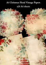 A4 Christmas Floral Vintage Background Papers