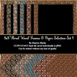 8x8 Floral Wood Frames & Papers Set 1-6