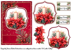 A5 Candles & Holly 1 Card Front, Toppers, Decoupage & Sentiments
