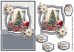 A5 Christmas Fireplace 11 Card Front, Toppers and Sentiments