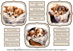 Puppy Love Toppers 4-6 with sentiments