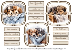 Puppy Love Toppers 7-9 with sentiments