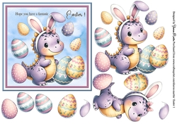 15x15cm Easter Bunny Card Front (6x6) or Topper 1 with Decoupage