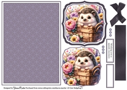 A5 Cute Hedgehog 5 Card Front with Toppers,decoupage Layers & Sentiments
