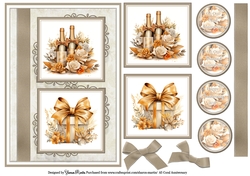 A5 Coral Anniversary Card Front, Topper and sentiments