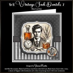8x8 Vintage Jack Daniels Mini Kit 7 - x6 A4 Sheets 
