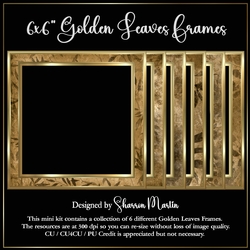 6x6 Golden Leaves Frames Collection 1 - x6 Frames in PNG & JPEG
