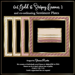 6x6 Gold & Stripey Frames with co-ordinating Sentiment Plates - x4 in PNG & JPEG