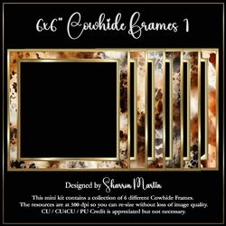 6x6 Cowhide Frames with Gold - x6 Frames PNG