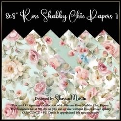 8x8 Rose Shabby Chic Papers - x6 Papers JPEG