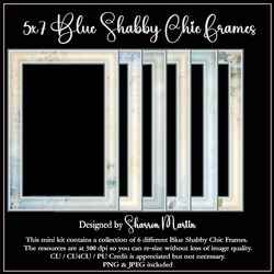 5x7 Blue Shabby Chic Frames (Rectangle) - x6 Frames in PNG