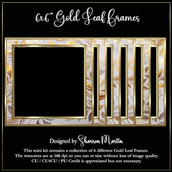 6x6 Gold Leaf Frames (Square) - x6 Frames in PNG 