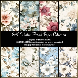 8x8 Winter Florals Paper Selection - x8 Papers JPEG