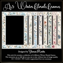 A5 Winter Florals Frames (Pastel) - x8 Frames PNG