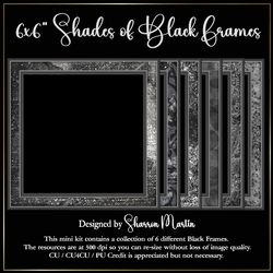 6x6 Shades of Black Frames - x6 Frames in PNG