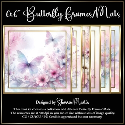 6x6 Butterfly Frames / Mats  - x6 PNG 