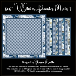 6x6 Winter Peonies Mat/Frames 1 - x5 in PNG