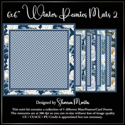 6x6 Winter Peonies Mat/Frames 2 - x5 in PNG