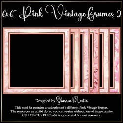 6x6 Pink Vintage 2 - x6 Frames 7-12 PNG