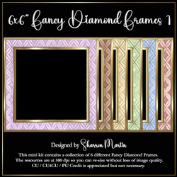 6x6 Fancy Diamond Frames 1-6 in PNG