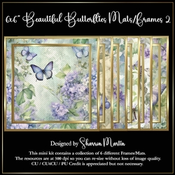 6x6 Beautiful Butterflies Mats/Frames 7-12 in PNG