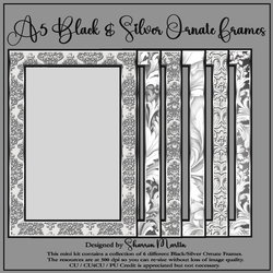 A5 Silver & Black Ornate Frames 1-6 in PNG