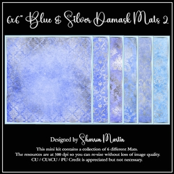 A5 Blue & Silver Damask Mats 7-12 in PNG