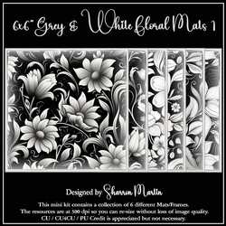6x6 Grey & White Floral Mats 1-6 in PNG