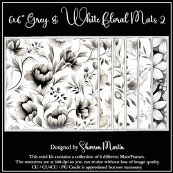 6x6 Grey & White Floral Mats 7-12 in PNG