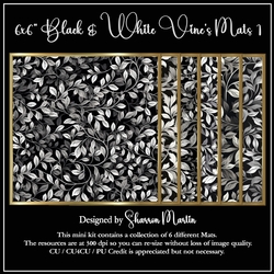 6x6 Black & White Vine Mats 1-6 in PNG