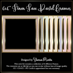 6x6 Linen Lace Pastel Gold Frames 1-8 in PNG
