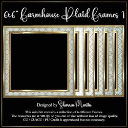 6x6 Farmhouse Plaid Frames 1-6 in PNG
