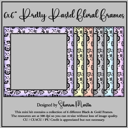 6x6 Pretty Pastel Floral Frames 1-6 in PNG