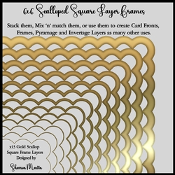 6x6 Gold Scallop Square Layering Frames 1-13 in PNG