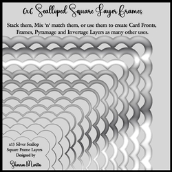 6x6 SIlver Scallop Square Layering Frames 1-13 in PNG