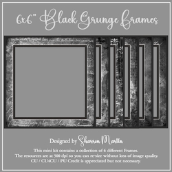 6x6 BlackGrunge Frames 1-6 in PNG