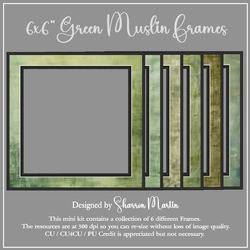 6x6 Green Muslin Frames 1-6 in PNG