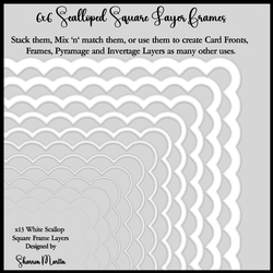 6x6 White Scallop Square Layering Frames 1-13 in PNG