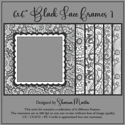 6x6 Black Lace 1 Frames 1-6 in PNG