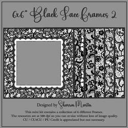 6x6 Black Lace 2 Frames 1-6 in PNG