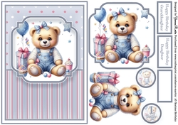 A5 Teatime Birthday Card Front with Topper decoupage Layer, sentiments & Age