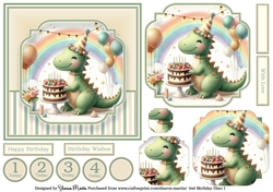 6x6 Birthday Dino 1 Card Front, Topper, Pyramid Layers, Sentiments & Ages