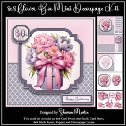 8x8 Anniversary Flower Box Mini Decoupage Kit - x5 A4 Sheets